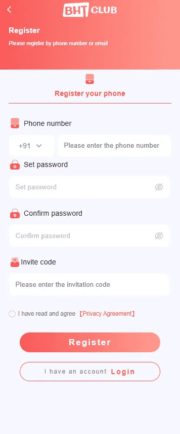 Bharat Club – Official App & Login Website 2 Bharat Club Register interface screenshot